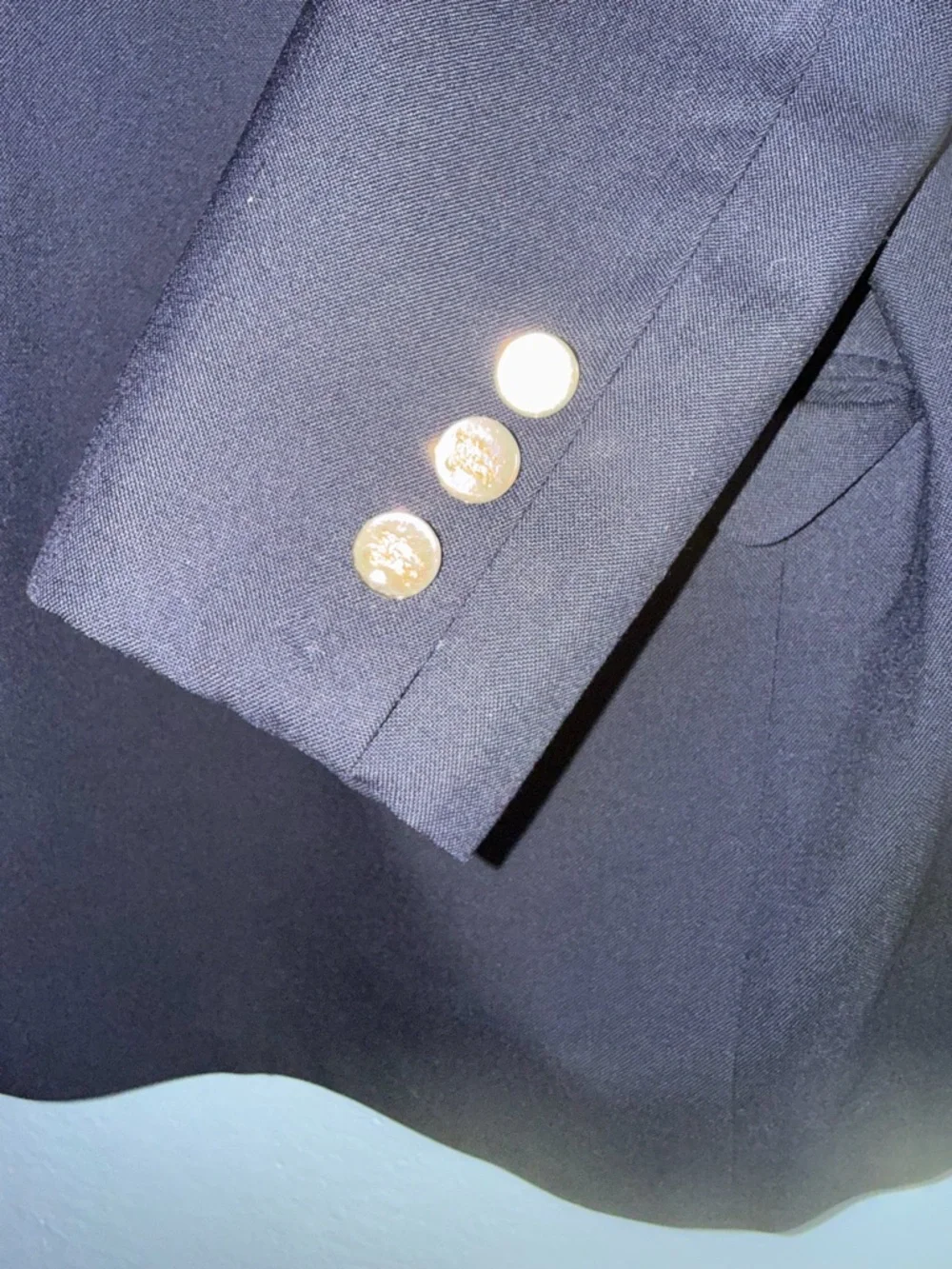 Vintage Burberrys Navy Blue Blazer Gold Knight Buttons
